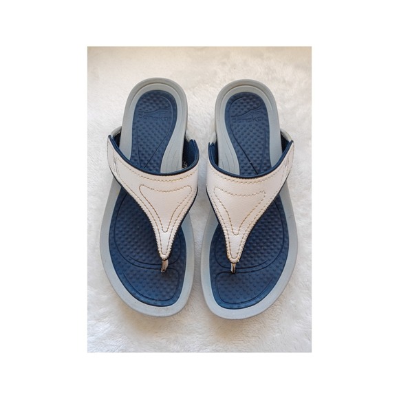 Dansko Shoes - Dansko Katy Womens White Navy Blue Thong Sandals Comfort Slides 41 (US 10.5-11)